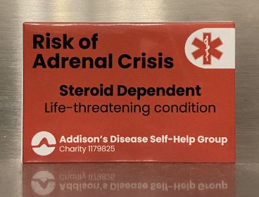 Steroid-dependent medic alert fridge magnet